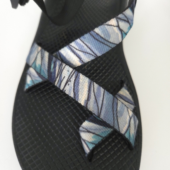 Chaco Blue & White Striped Z/2 Classic Strap Sandals by Artist Sarah Uhl- Men 8 - Picture 3 of 8